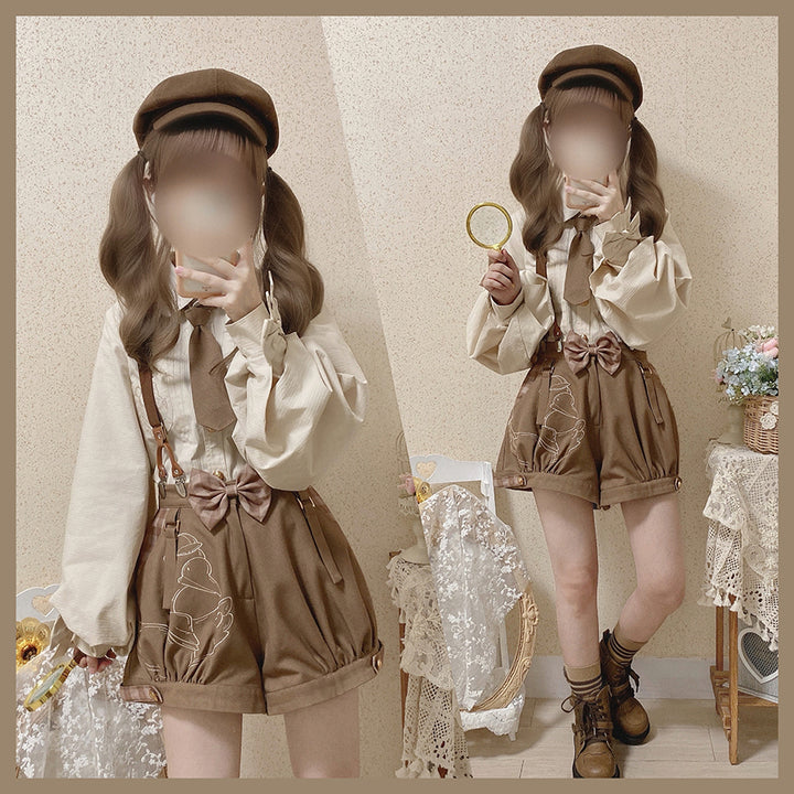 Kawaii Ouji Fashion Coffee Blouse Vest Shorts 22770:353992 22770:353992