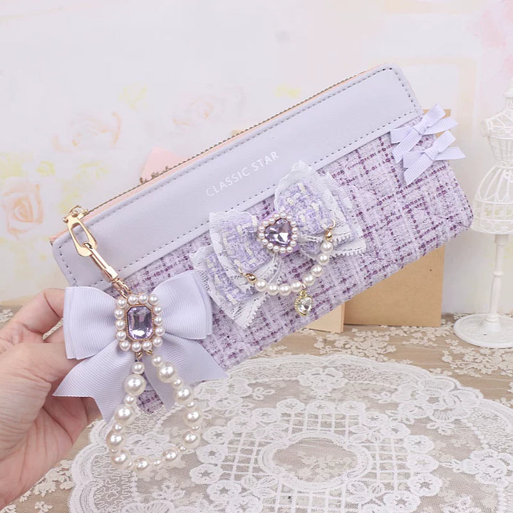 Ryousangata Rhinestone Wallet, Pom-Pom Pendant 45068:839572