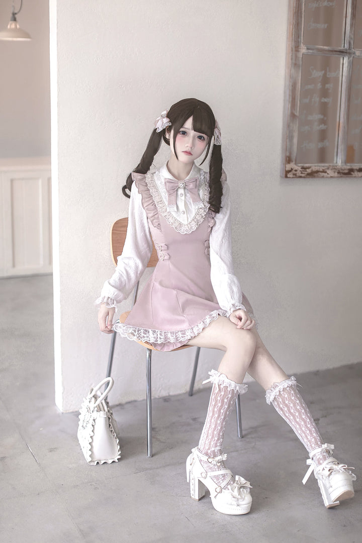 Pink Ryousangata Set Up, Waist-cinching Dress 44923:828668