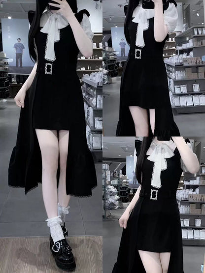 Jirai Kei Dress Faux Two-piece Dress Ruffle Irregular Dress 37844:574062