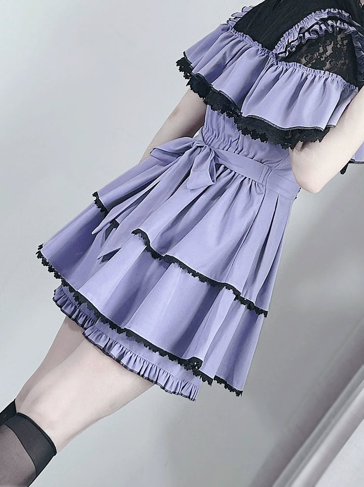 Flounce Cape Jirai Kei Dress, Cross Pendant 43780:785543