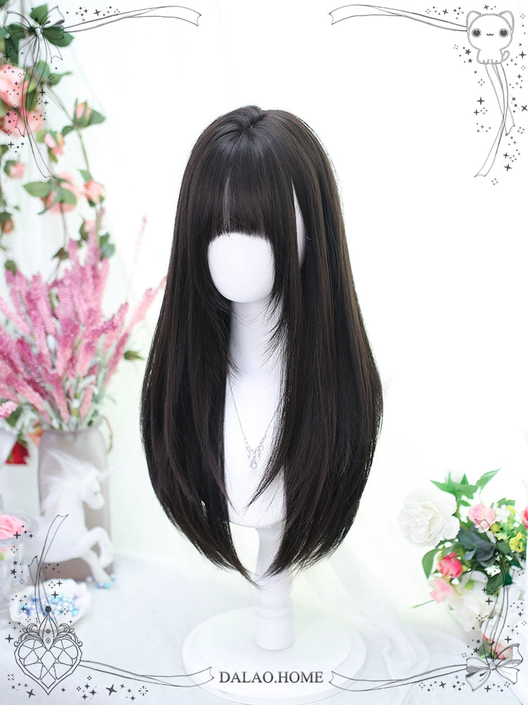 Lolita Wig Black Brown Wigs Medium Length Straight Wigs 35600:496384 35600:496384