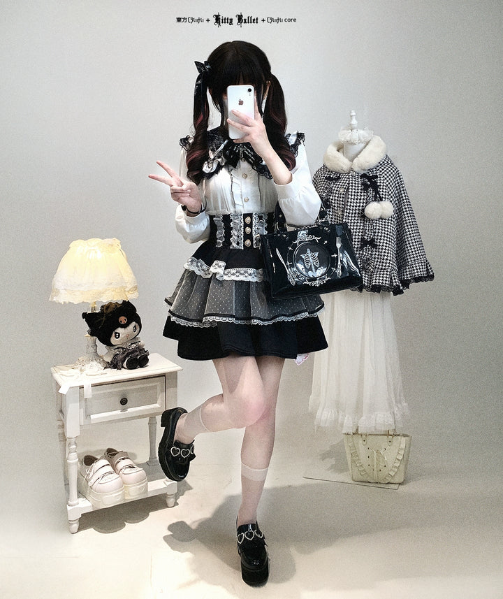 Ryousangata High-waist Skirt, Tiered Hem 44003:792876