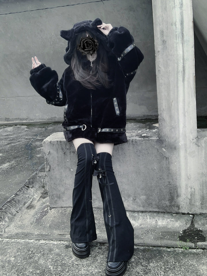 Subculture Oversized Plush Coat, Cat Ear Hood 43938:791934