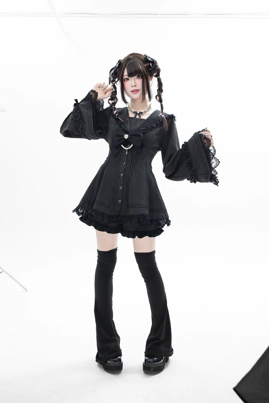 Jirai Kei Hime Sleeves Dress, Pocketed Shorts 44215:808495