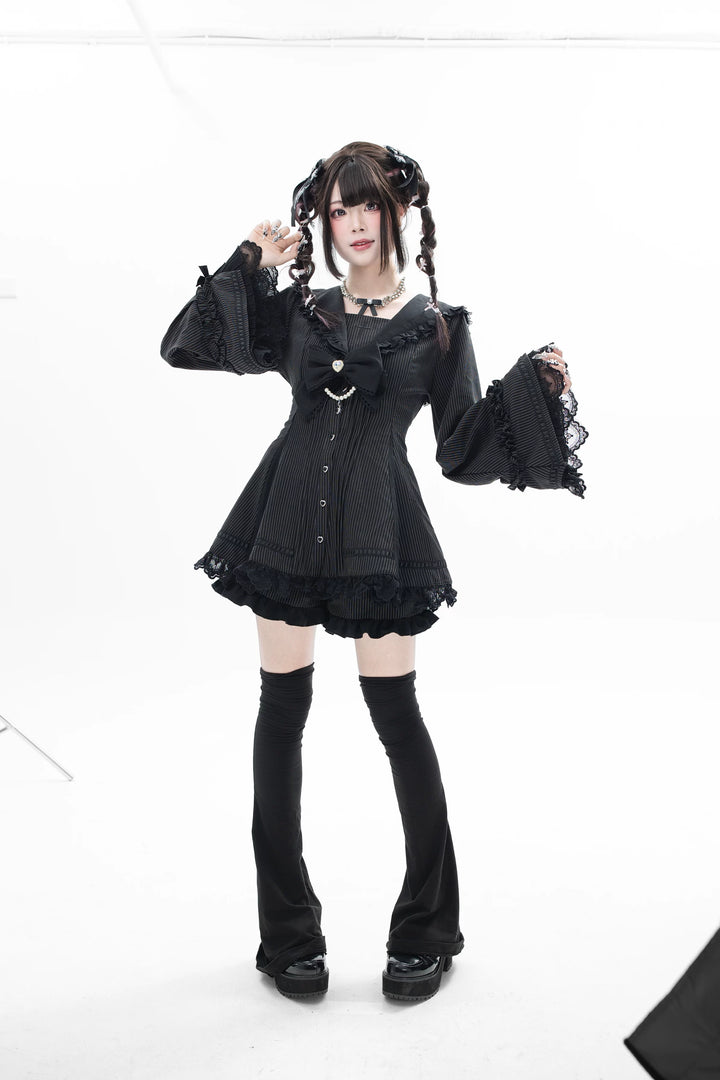 Jirai Kei Hime Sleeves Dress, Pocketed Shorts 44215:808495