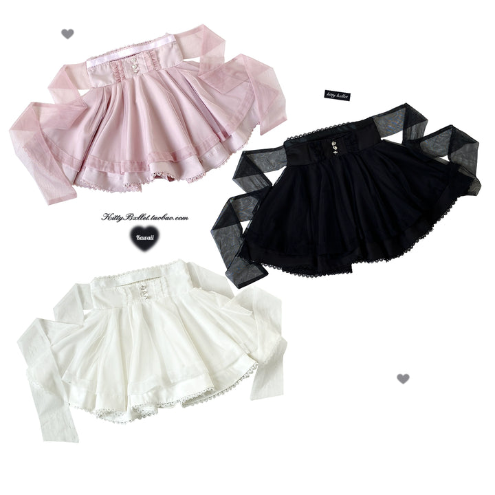 Jirai Kei Skirt Double-layered Tulle Skirt Multi-color (Black) 40404:666906