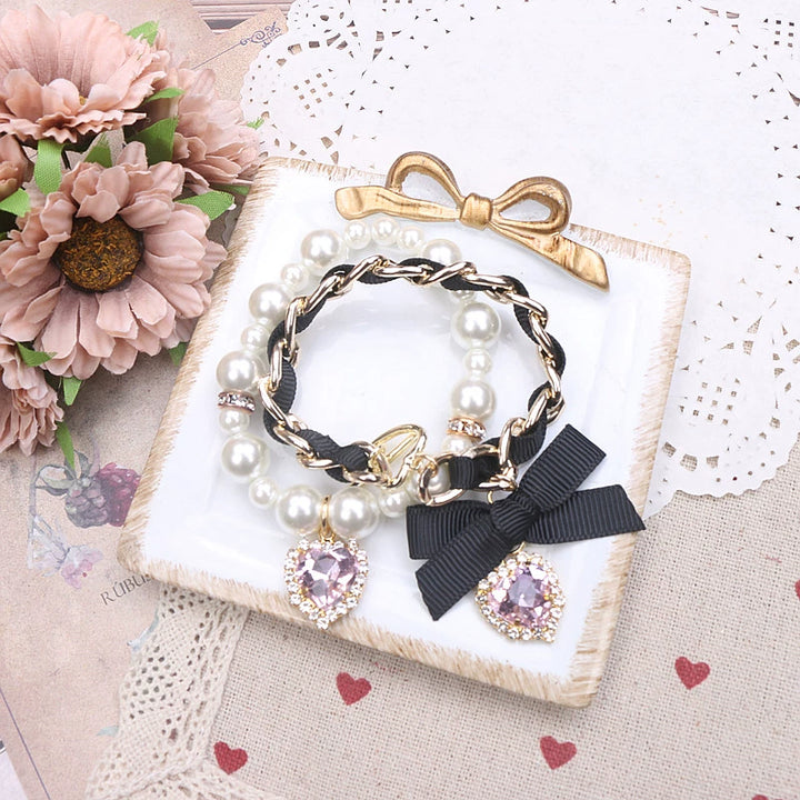 Jirai Kei Bracelets Pearl Hand Chain Double-layer Bracelets 38108:583110