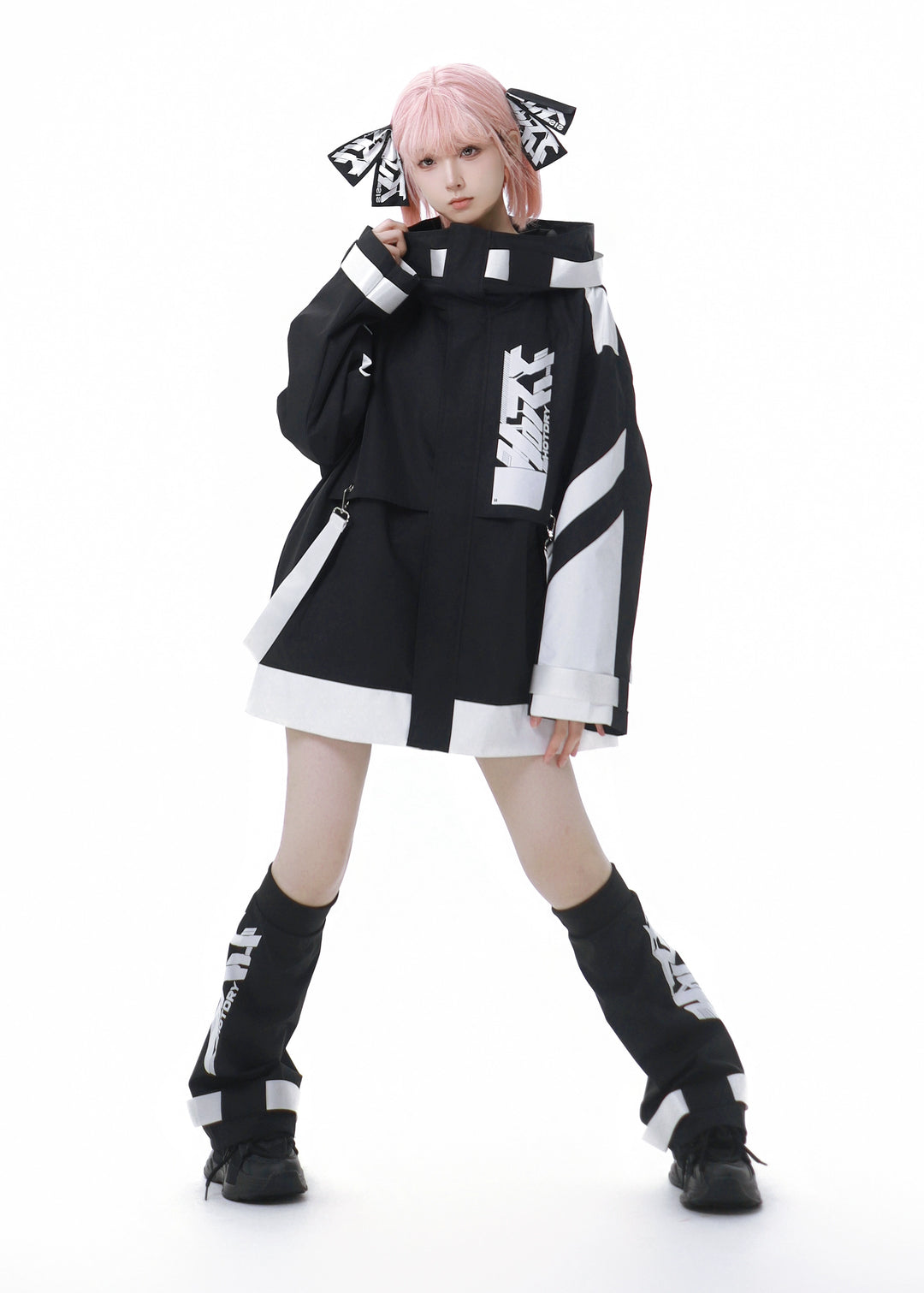 Jirai Kei Outfits Tenshi Kaiwai Hooded Jacket Shorts Set 40084:654364