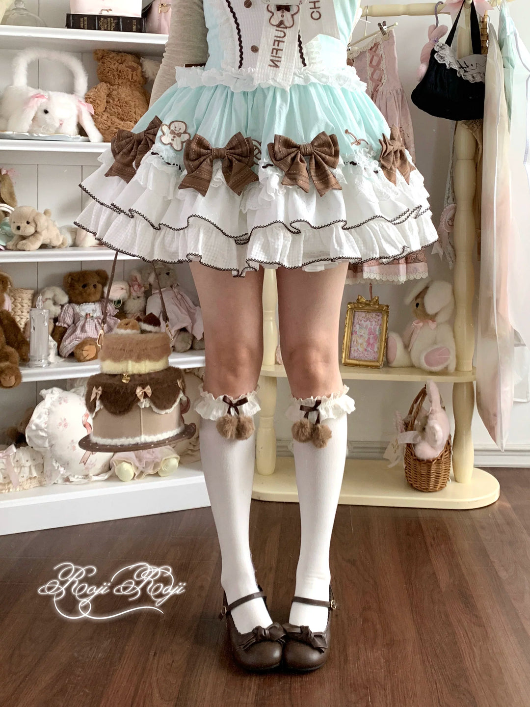 Combed Cotton Lolita Socks, Multiple Colors & Lengths (Brown) 44713:821205