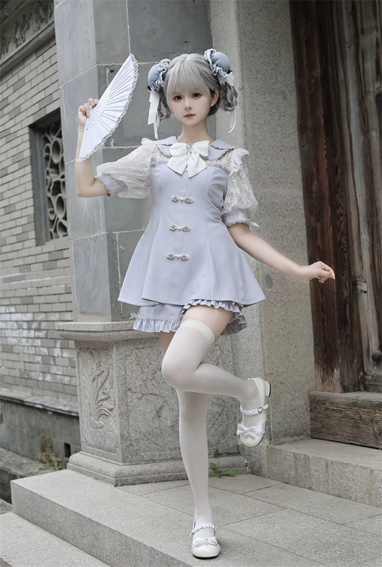 Jirai Kei Set Petal Collar Dress Chinese Style Outfit 37120:551930