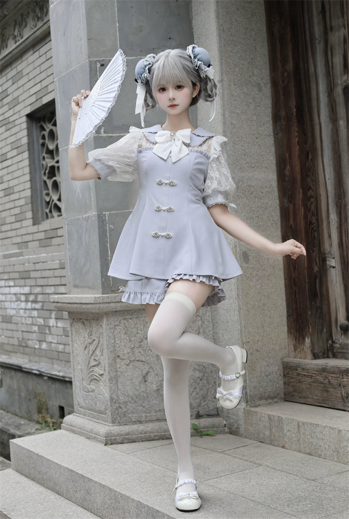 Jirai Kei Set Petal Collar Dress Chinese Style Outfit 37120:551930