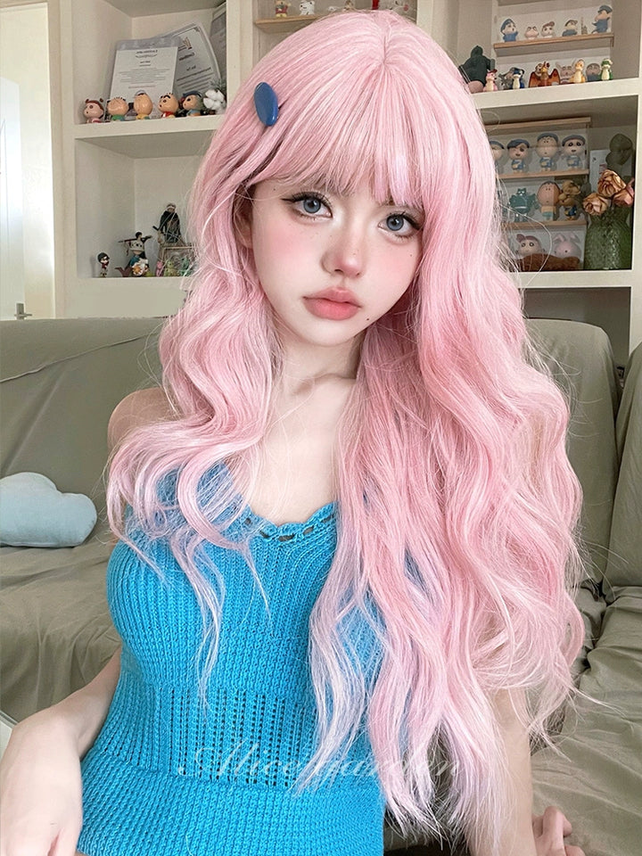 Lolita Wig Fairy Kei Pink Wig Long Curly Wig 32100:522626 32100:522626