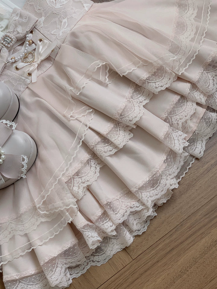 High-waist Jirai Kei Skirt, Pearl & Rhinestone Accents 44782:826643