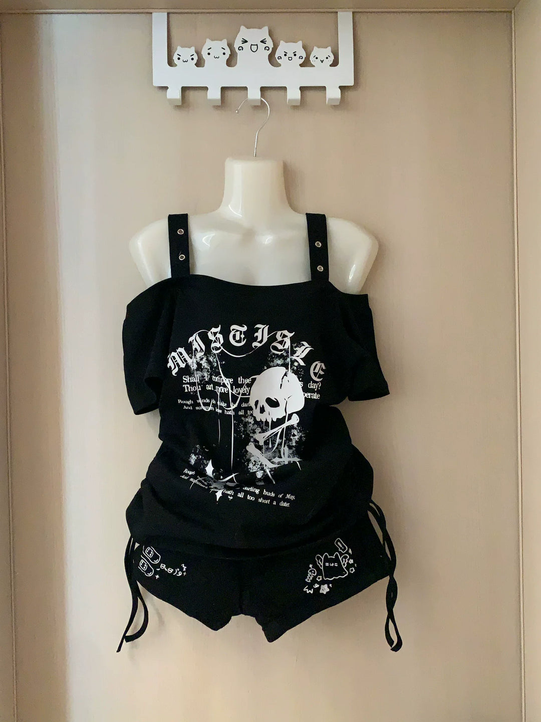 Subculture Skull Printed T-Shirt, Side Drawstring 45643:858236