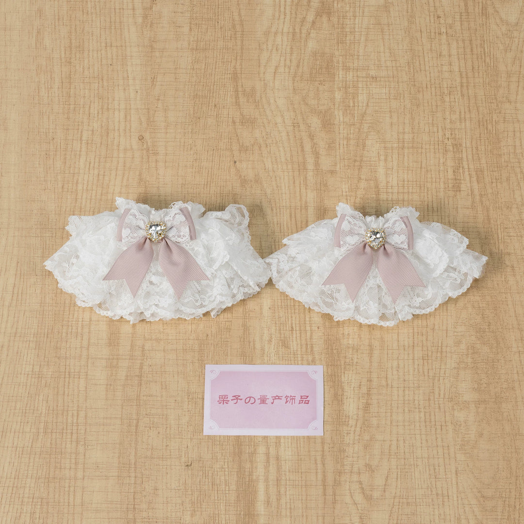 Ryousangata Lace Cuffs, Bow and Heart-shaped Rhinestone 45339:845049