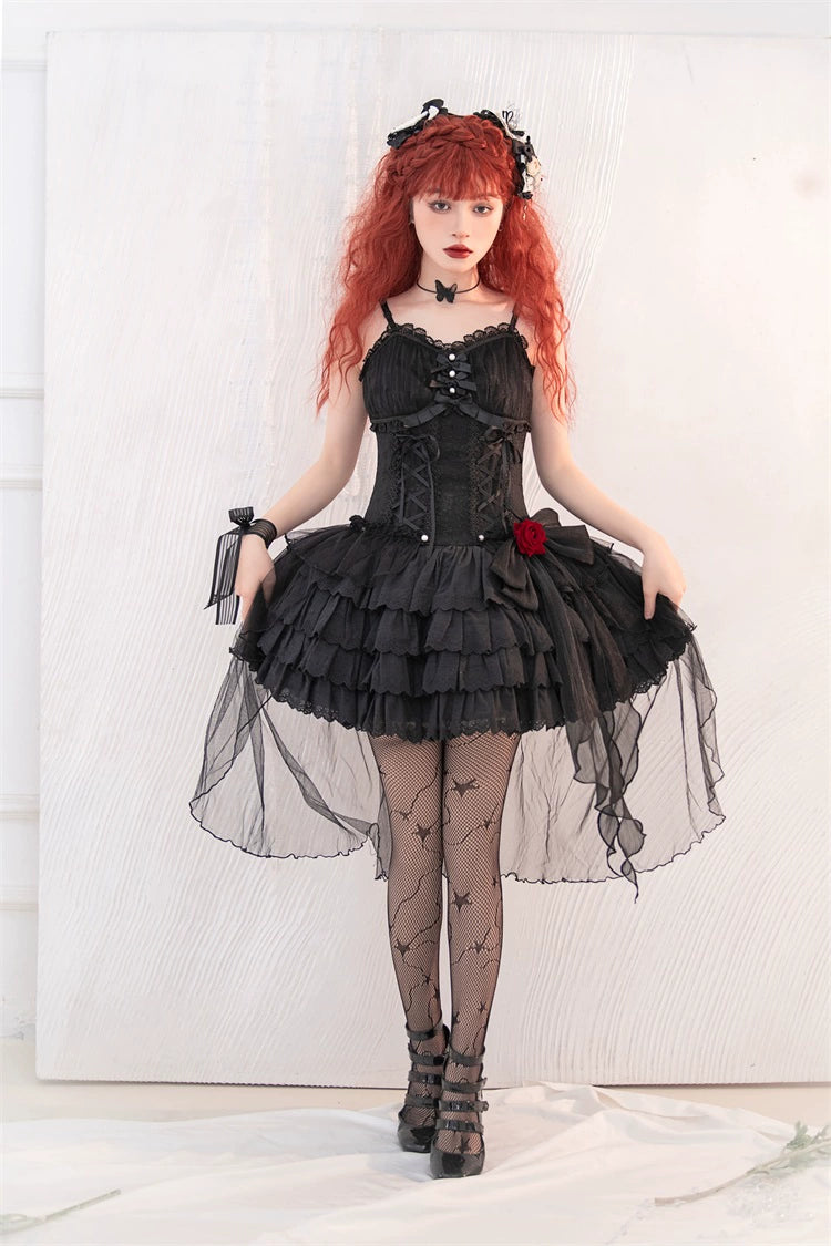 Gothic Lolita Dress Black White Corset Dress Rose JSK 36472:515996