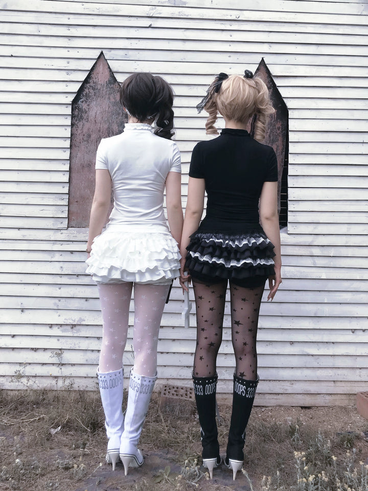 Gothic Cross-Detailed Top & Tiered Ruffle Bloomers 43079:764547