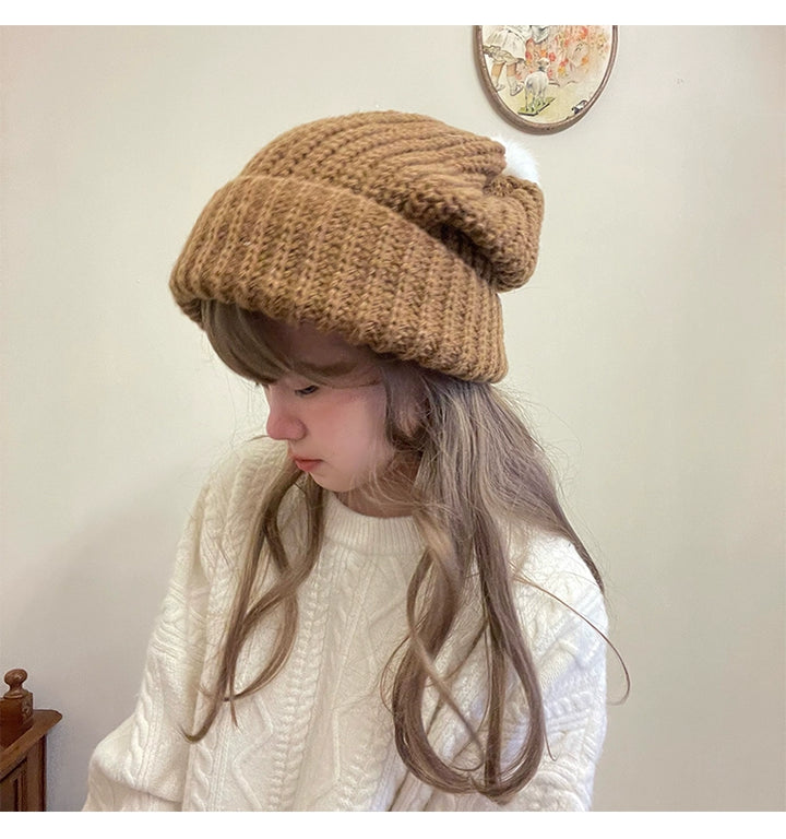 Warm Knitted Hat Thick Woolen Cap Winter Cold Hat 39338:620340