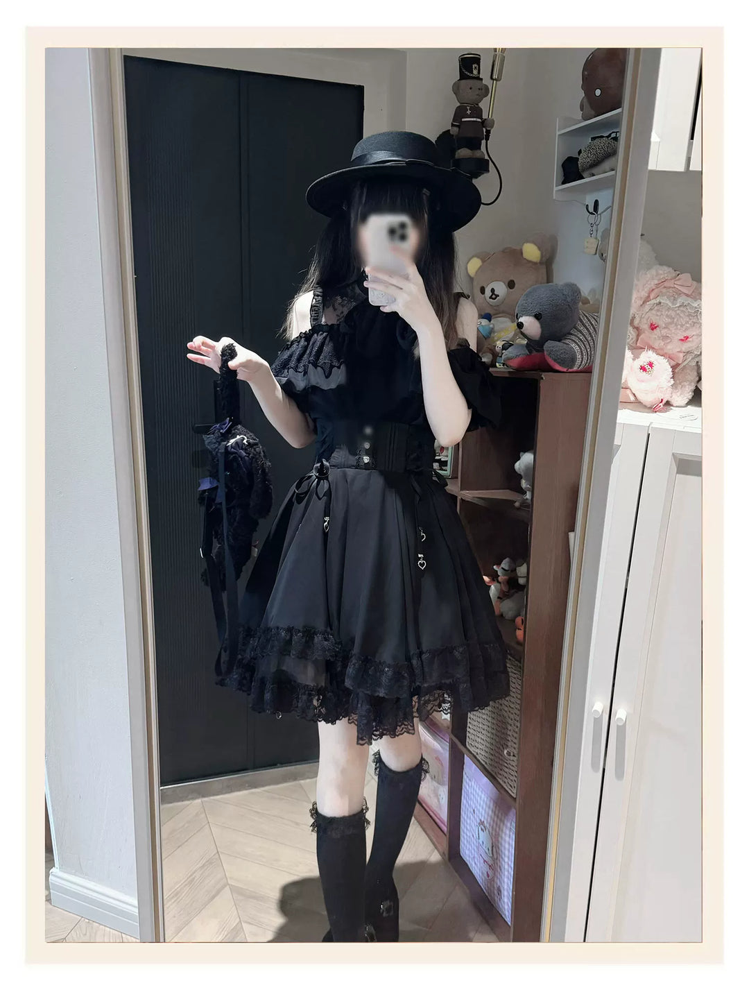 Summer Jirai Kei Outfit, Chest Lace Flounce Hem 45699:858948
