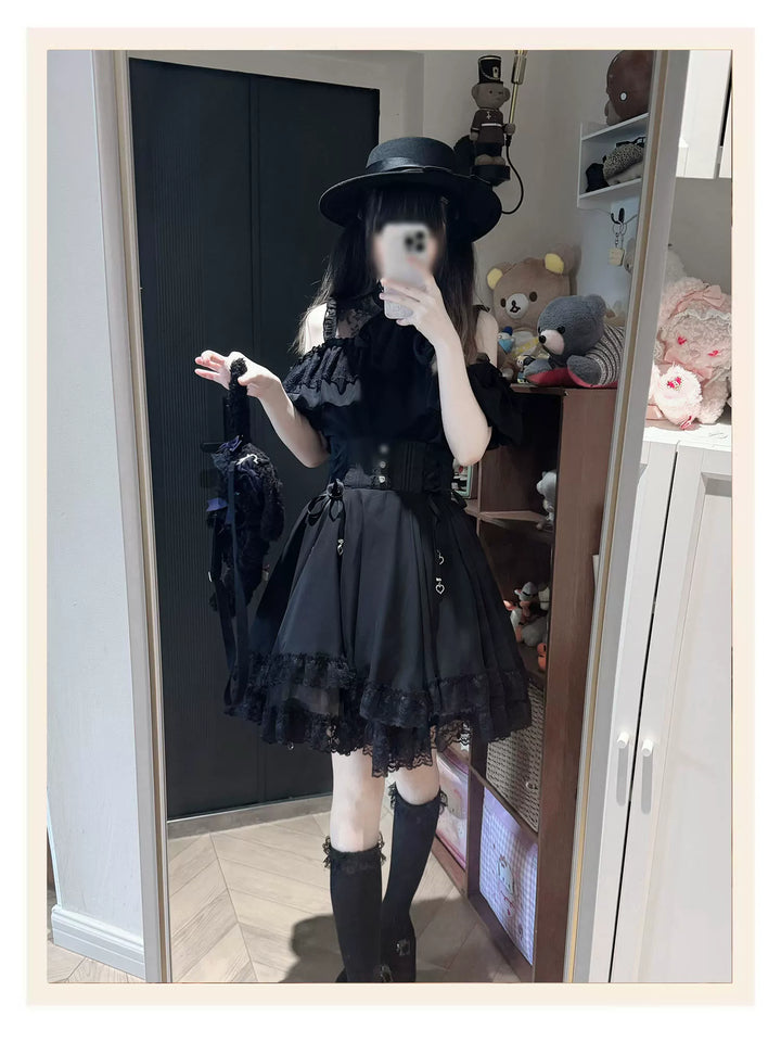 Summer Jirai Kei Outfit, Chest Lace Flounce Hem 45699:858948