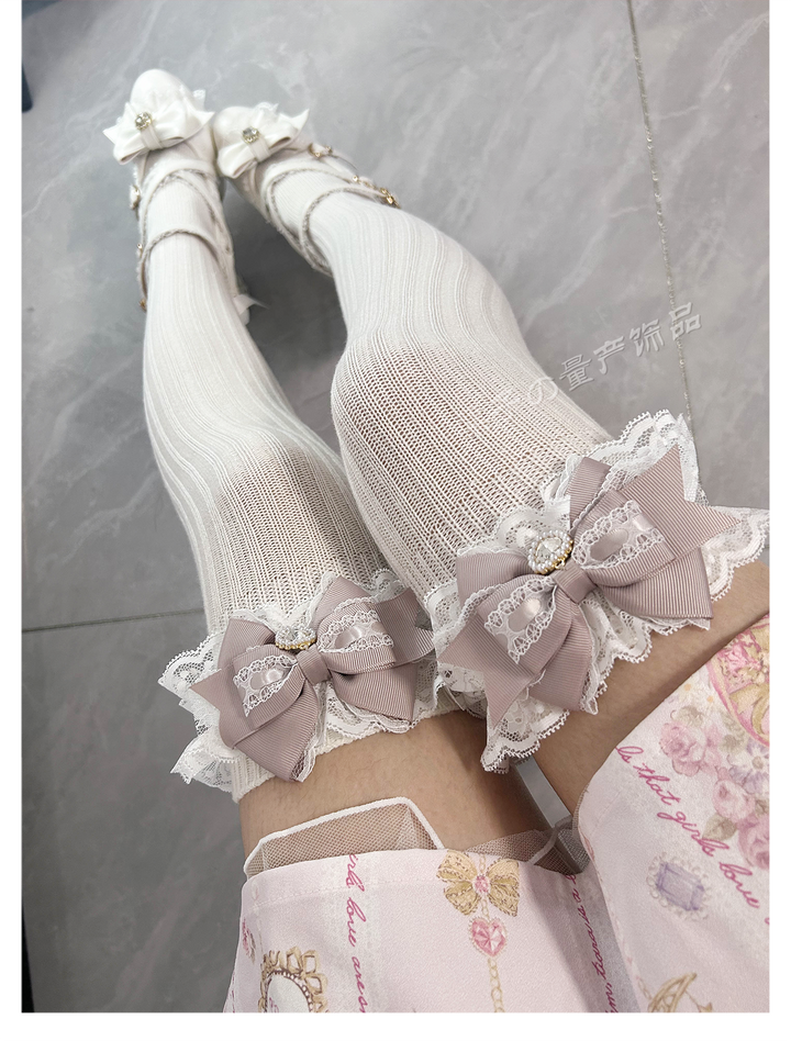 Jirai Kei Over-the-Knee Socks, Lace Cuffs 44008:793884