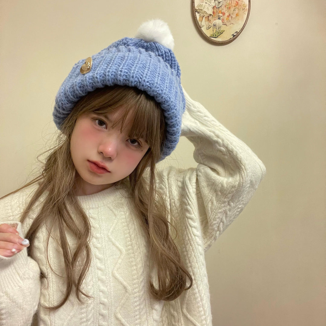 Warm Knitted Hat Thick Woolen Cap Winter Cold Hat 39338:620440