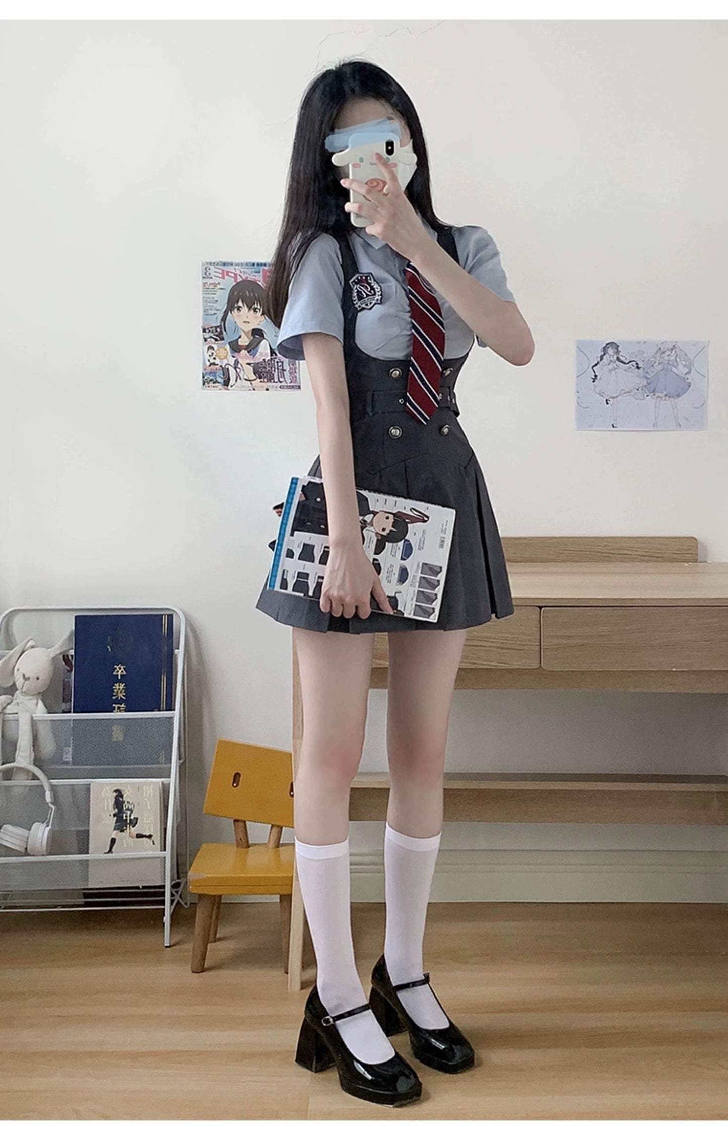 American Uniform Set College Style Skirt Preppy Blouse 36408:568004