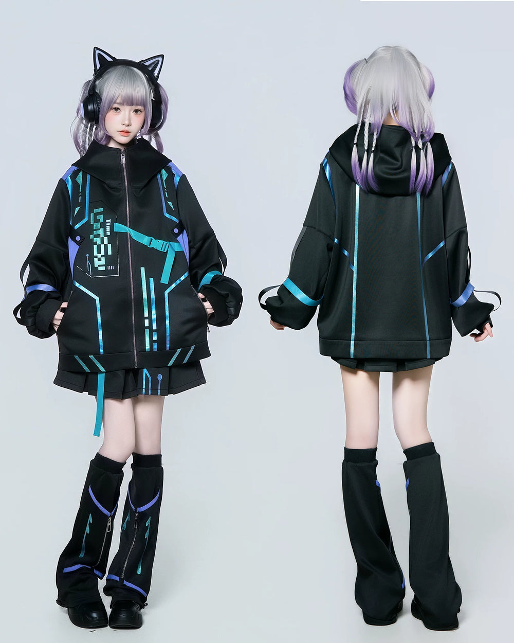 Cyberpunk Fashion, Unisex Jacket and Skort Set 44425:810176