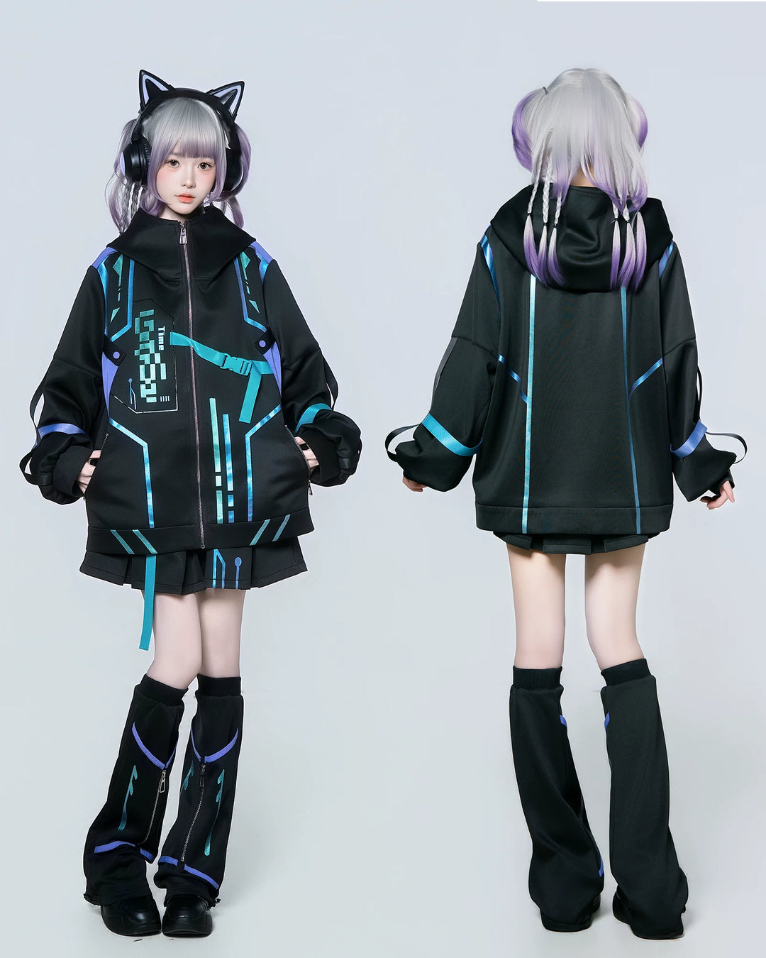 Cyberpunk Fashion, Unisex Jacket and Skort Set 44425:810176
