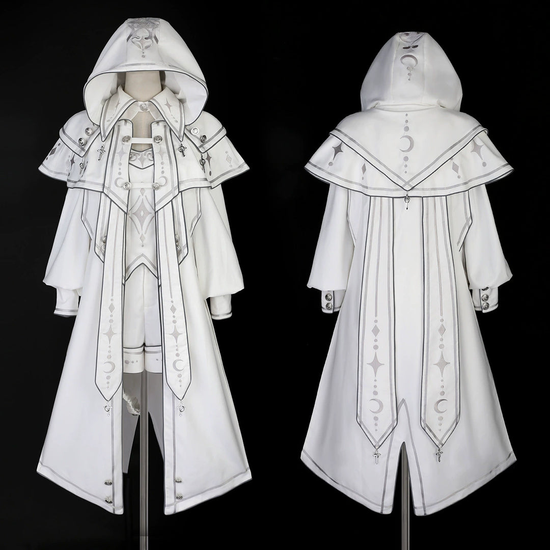 Cyberpunk Cloak Set White Hooded Cloak Top And Shorts 38820:602060