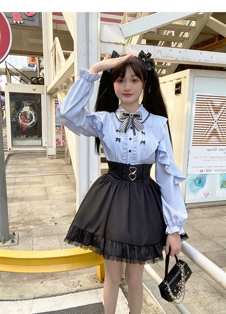 blue black blouse