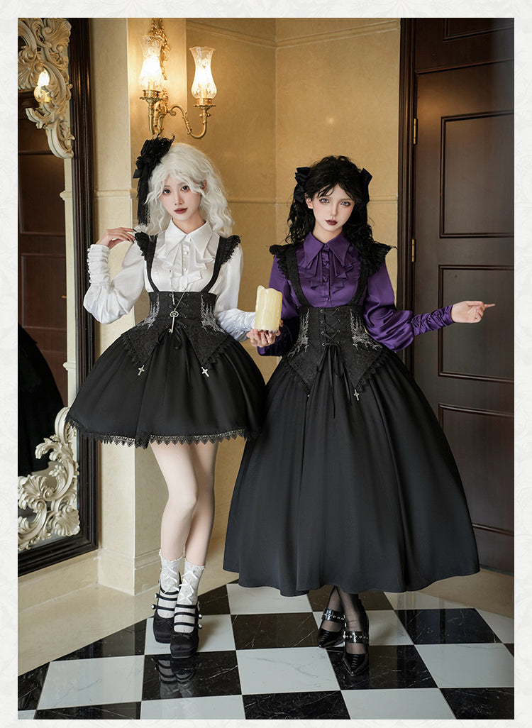 Twins Gothic Lolita Bust Supporting SKirt and Satin Shirt
