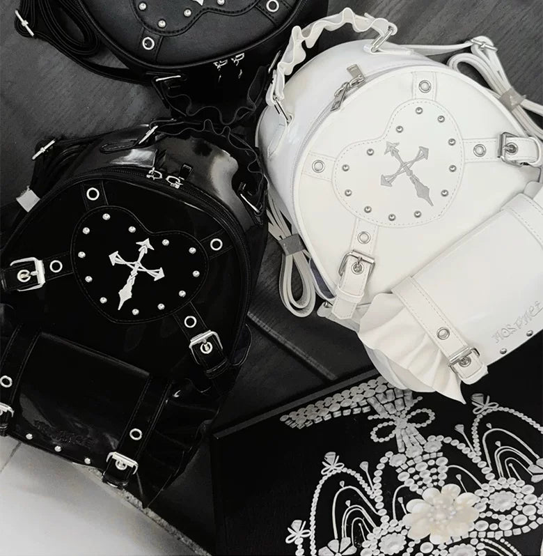 Subculture Punk Backpack, Studs & Cross Embroidery 44925:829133