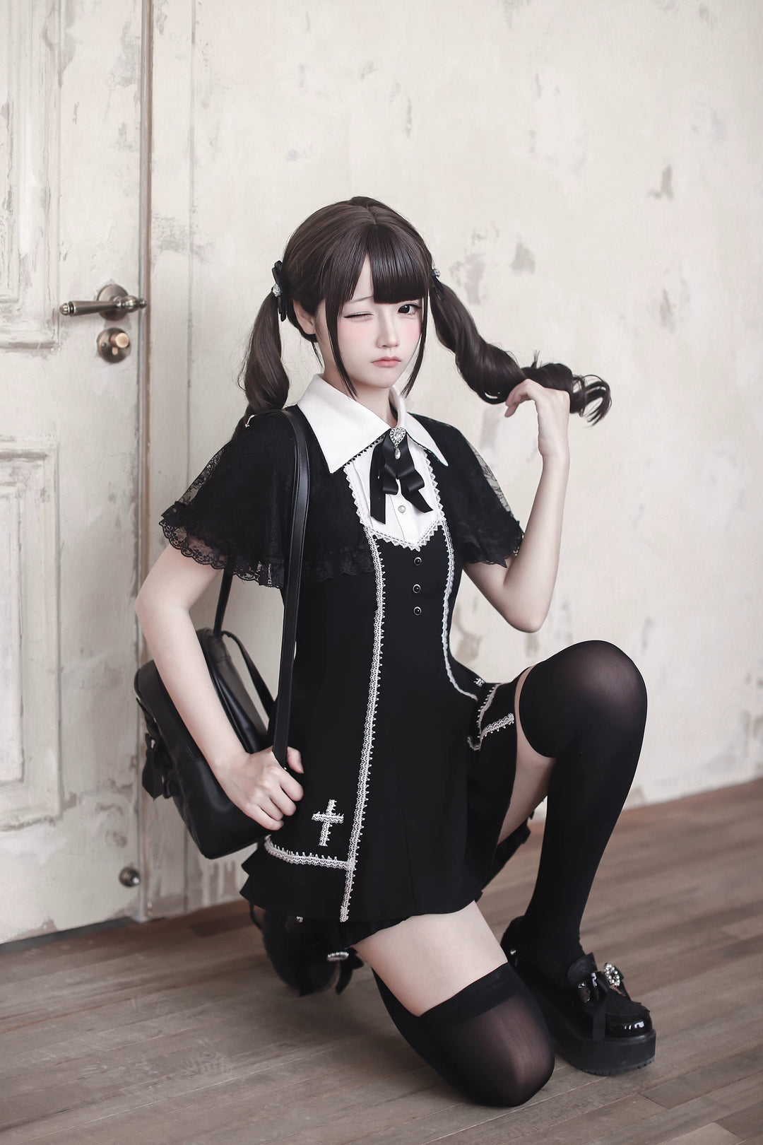 Jirai Kei Dress Set, Built-In Shawl 45104:834979