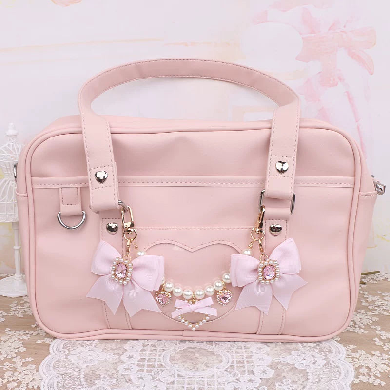 Ryousangata Bag Chain & Bow Charm, Heart-Shaped Rhinestone 45075:839481