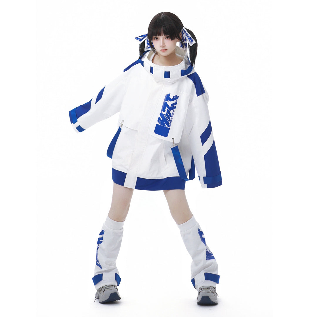 Jirai Kei Outfits Tenshi Kaiwai Hooded Jacket Shorts Set 40084:654402