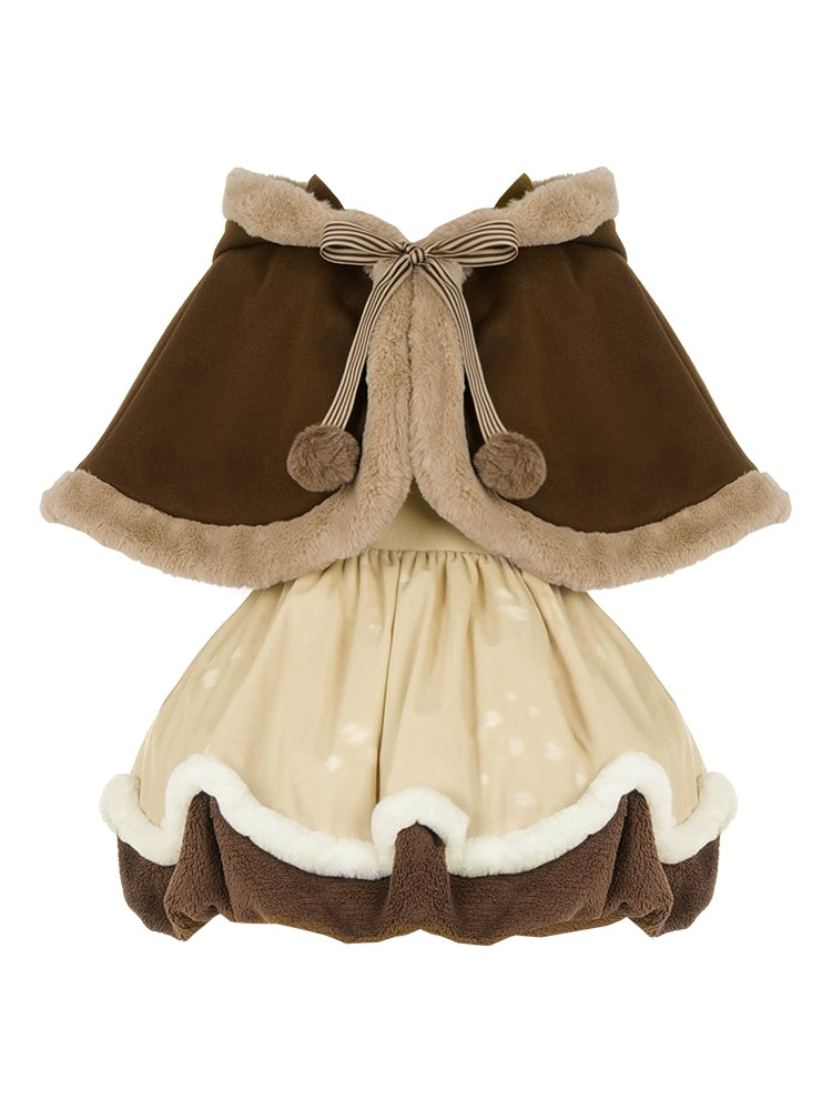 Winter Lolita Cape Jumper Dress Woolen Cloak Velvet JSK (L M S) 32066:382314 (L M S) 32066:382314