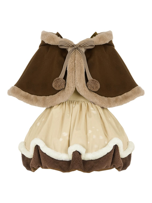 Winter Lolita Cape Jumper Dress Woolen Cloak Velvet JSK (L M S) 32066:382314