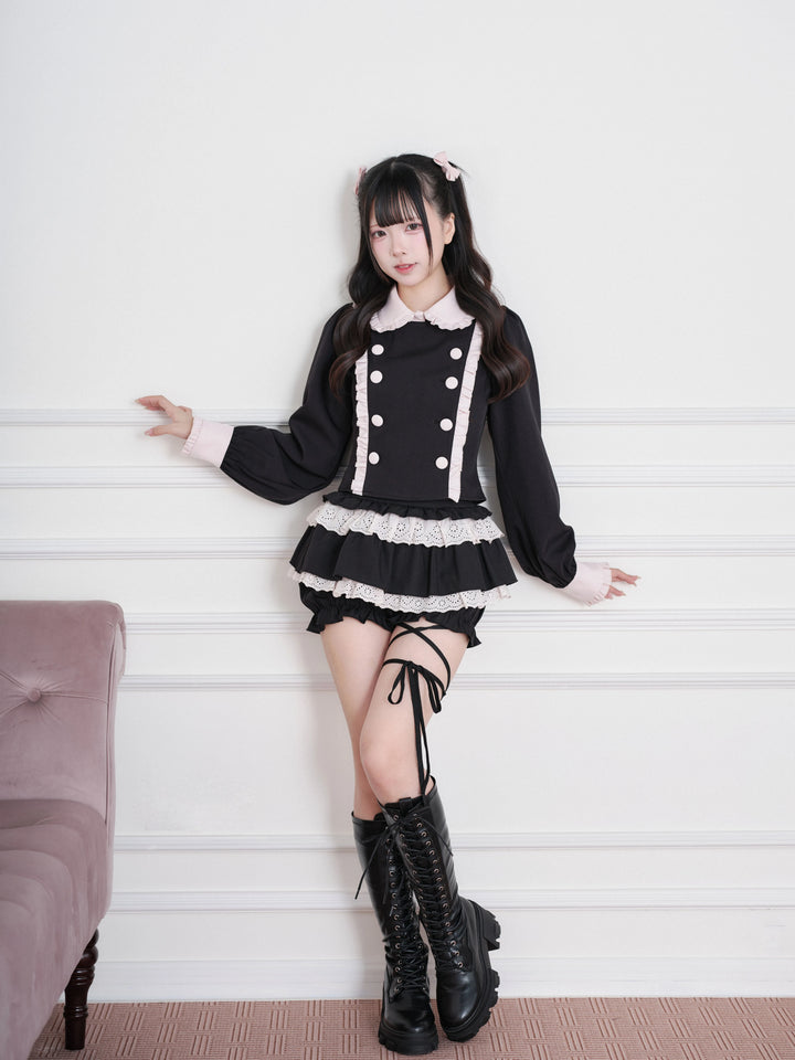 Jirai Kei Double-Breasted Top, Tiered Skort 45931:871199