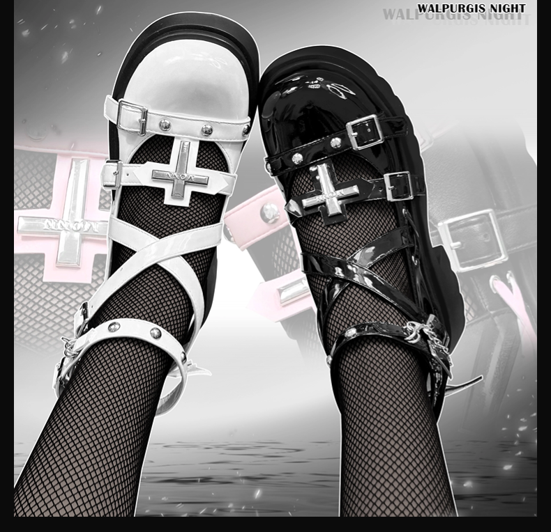 Punk Y2K Platform Shoes Round Toe Studded High Heels Shoes 32076:422698 32076:422698