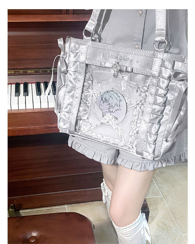 Large-Capacity Ita Bag, Clear Window Front + Rhinestones 43231:779291