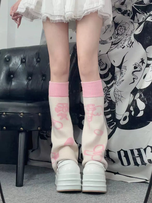 Jirai Kei Leg Warmers Subculture Pink Punk Leg Sleeves 36544:575288