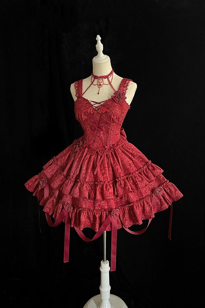 Gothic Lolita Skirt Set Blood Rose Skirt Corset Set Multicolor 35542:496516