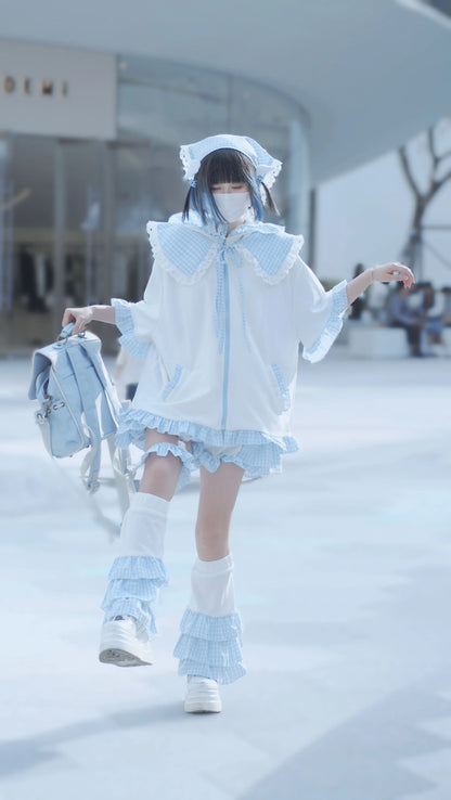 Tenshi Kaiwai Outfit Set Blue Short Sleeve Coat Set 37566:563400