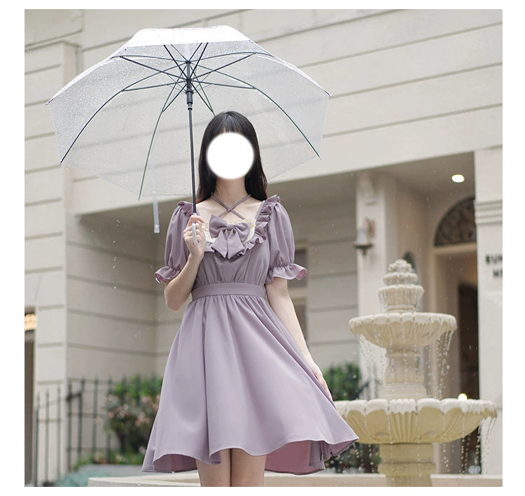 Elegant Lolita Dress Purple Lolita Dress Puff Sleeve Dress 36412:564140
