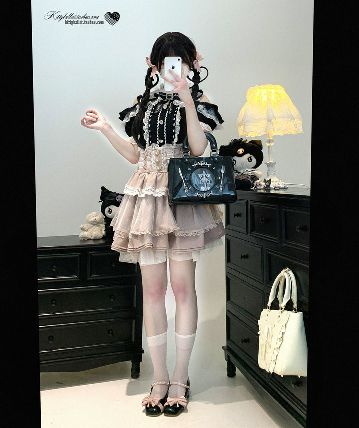 High-waist Rousangata Skirt, Sheer Dot Veil Hem 43693:783072