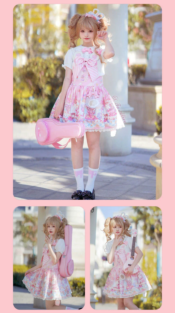 Fairy Kei Pink/ Blue Purple Yellow Coffee Lolita Dress 31732:365838 31732:365838