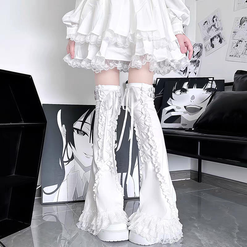 Jirai Kei Legwarmers, Lace-Up and Cross Details 44481:816526