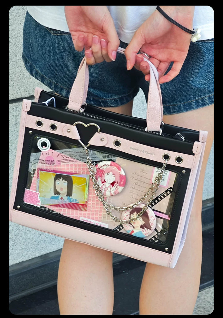 Japanese-Style Boxy Shape Ita Bag, Detachable Chain 45417:847822